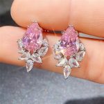 Silver Plated Anti Tarnish American Diamond Studded Pink Crushed Ice Cut Drop Earrings - Image 3