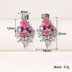 Silver Plated Anti Tarnish American Diamond Studded Pink Crushed Ice Cut Drop Earrings - Image 5