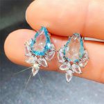 Silver Plated Anti Tarnish American Diamond Studded Blue Crushed Ice Cut Drop Earrings - Image 6