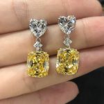 Silver Plated Anit Tarnish American Diamond Studded Yellow Heart inspired Crushed Ice Cut Drop Earrings - Image 4