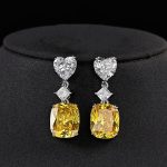 Silver Plated Anit Tarnish American Diamond Studded Yellow Heart inspired Crushed Ice Cut Drop Earrings - Image 6