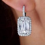Silver Plated AD Studded Geometric Crushed Ice Cut Hoops Earrings - Image 6