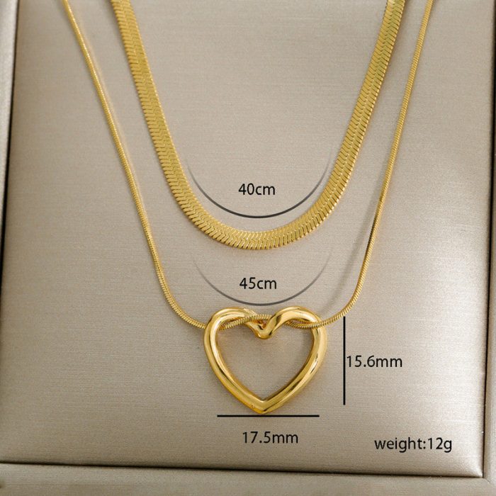 Gold-Plated Anti Tarnish Heart Themed Layered Necklace - Image 5