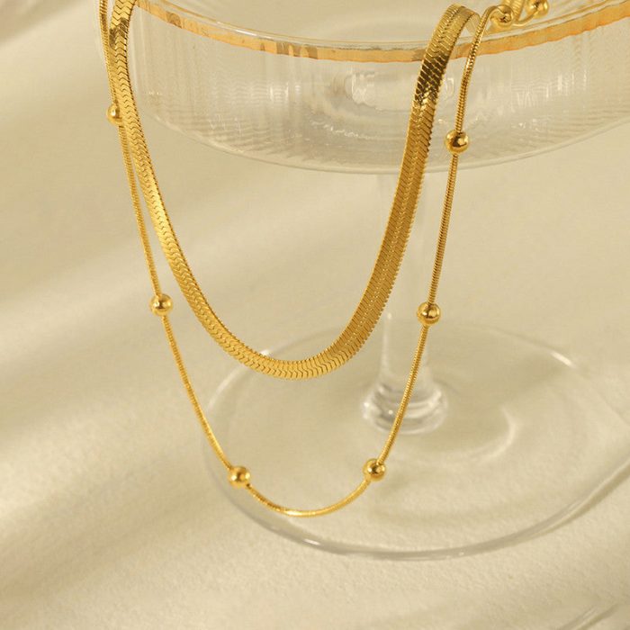 Gold-Plated Anti Tarnish Chain Layered Necklace - Image 2