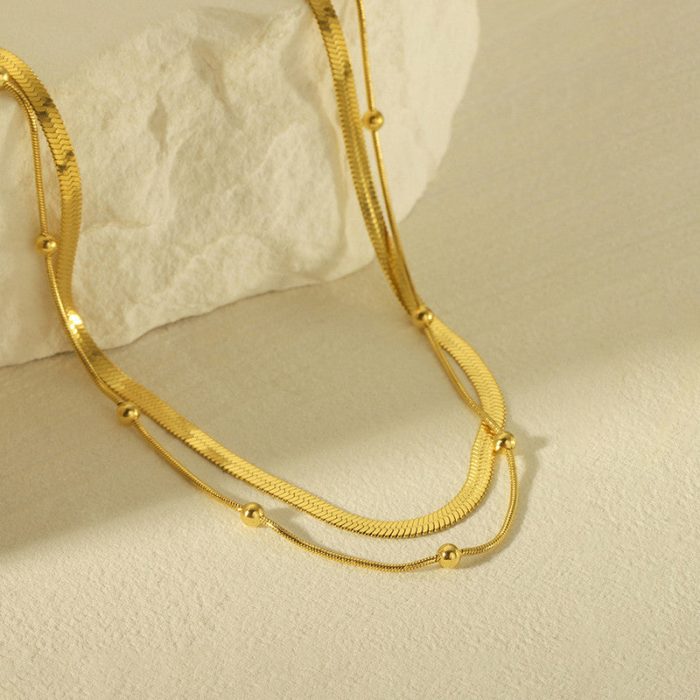 Gold-Plated Anti Tarnish Chain Layered Necklace - Image 4