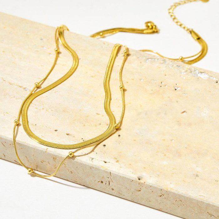 Gold-Plated Anti Tarnish Chain Layered Necklace - Image 6