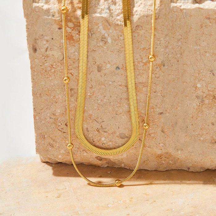 Gold-Plated Anti Tarnish Chain Layered Necklace - Image 9