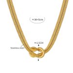 Gold-Plated Anti Tarnish Knotted Chain Layered Necklace - Image 2