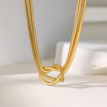 Gold-Plated Anti Tarnish Knotted Chain Layered Necklace - Image 3
