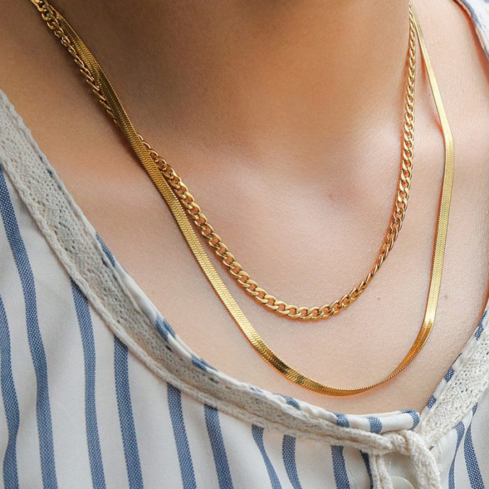 Gold-Plated Anti Tarnish Chain Layered Necklace - Image 2