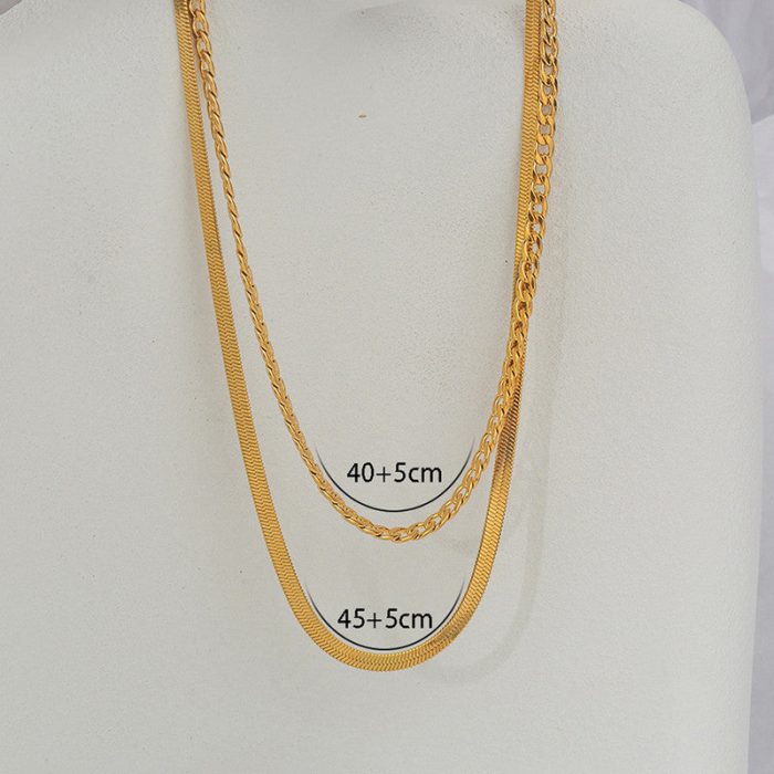 Gold-Plated Anti Tarnish Chain Layered Necklace - Image 3