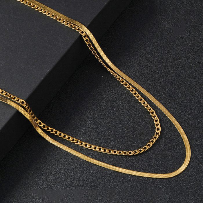 Gold-Plated Anti Tarnish Chain Layered Necklace - Image 5