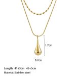 Gold-Plated Anti Tarnish Minimalistic Teardrop Layered Necklace - Image 4