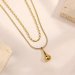 Gold-Plated Anti Tarnish Minimalistic Teardrop Layered Necklace - Image 5
