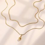 Gold-Plated Anti Tarnish Minimalistic Teardrop Layered Necklace - Image 6