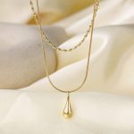 Gold-Plated Anti Tarnish Minimalistic Teardrop Layered Necklace - Image 7