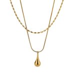 Gold-Plated Anti Tarnish Minimalistic Teardrop Layered Necklace - Image 9