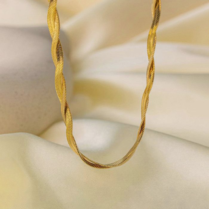 Gold-Plated Anti Tarnish Thick Snake Chain Dual Strand Necklace - Image 6