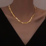 Gold-Plated Anti Tarnish Thick Snake Chain Dual Strand Necklace - Image 10