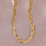 Gold-Plated Anti Tarnish Thick Snake Chain Triple Strand Necklace - Image 8