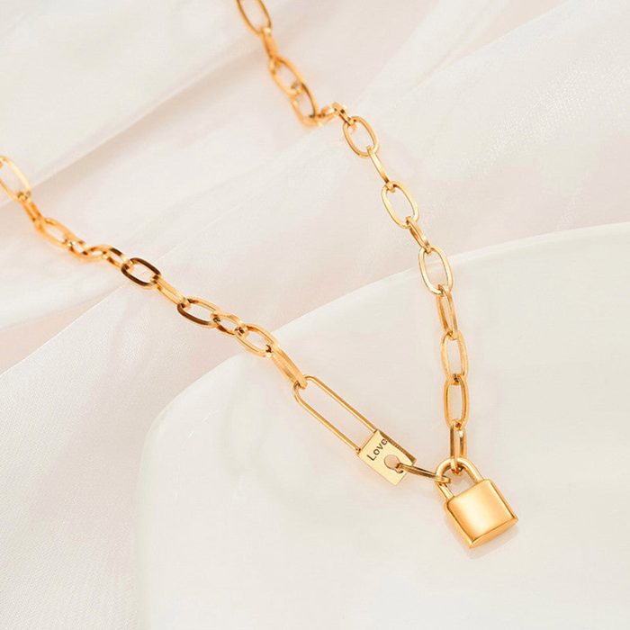 Gold-Plated Anti Tarnish Lock Inspired Rope Chain Necklace - Image 4