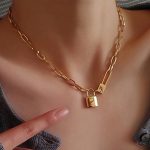 Gold-Plated Anti Tarnish Lock Inspired Rope Chain Necklace - Image 5