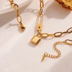 Gold-Plated Anti Tarnish Lock Inspired Rope Chain Necklace - Image 7