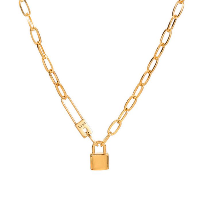 Gold-Plated Anti Tarnish Lock Inspired Rope Chain Necklace - Image 8