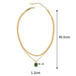 Gold-Plated Anti Tarnish Green Emerald Geometric Layered Necklace - Image 4