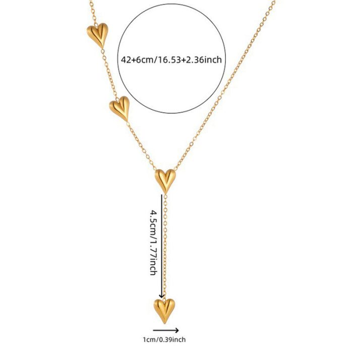 Gold-Plated Anti Tarnish Heart Themed Long Necklace - Image 3