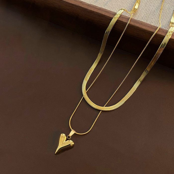 Gold-Plated Anti Tarnish Heart Themed Layered Necklace - Image 2