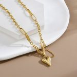 Gold Plated Stainless Steel Anti Tarnish Heart Themed Rope Chain Necklace For Women - Image 3