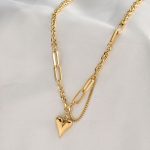 Gold Plated Stainless Steel Anti Tarnish Heart Themed Rope Chain Necklace For Women - Image 4