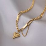 Gold Plated Stainless Steel Anti Tarnish Heart Themed Rope Chain Necklace For Women - Image 7