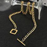 Gold Plated Stainless Steel Anti Tarnish Geometric Necklace For Women - Image 9
