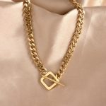 Gold Plated Stainless Steel Anti Tarnish Geometric Necklace For Women - Image 7