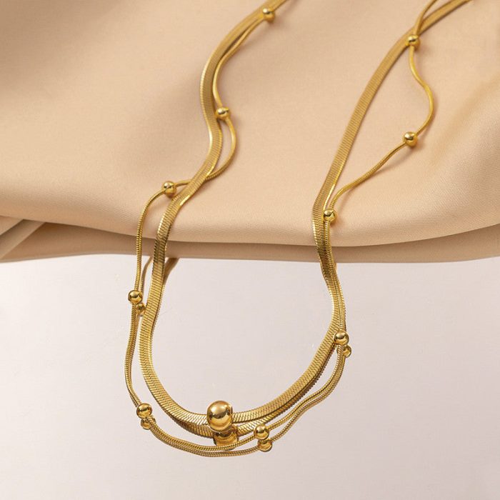 Gold Plated Stainless Steel Anti Tarnish Snake chain Geometric Necklace For Women - Image 3