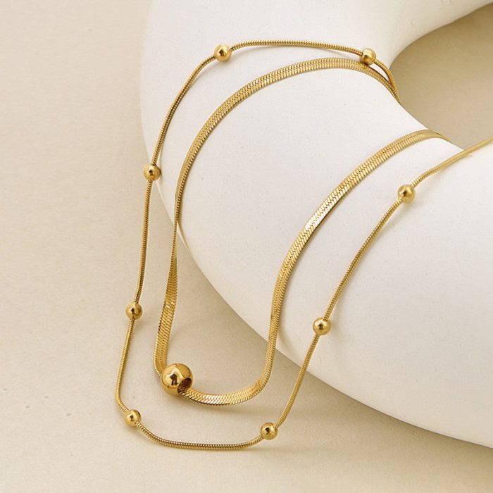 Gold Plated Stainless Steel Anti Tarnish Snake chain Geometric Necklace For Women - Image 5