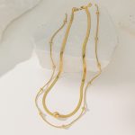 Gold Plated Stainless Steel Anti Tarnish Snake chain Geometric Necklace For Women - Image 7