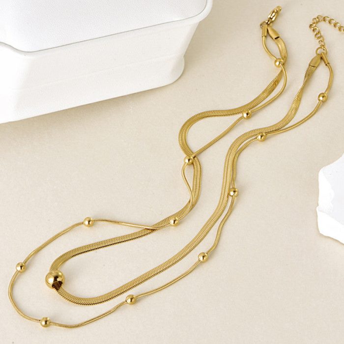 Gold Plated Stainless Steel Anti Tarnish Snake chain Geometric Necklace For Women - Image 9