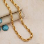Gold Plated Anti Tarnish Stainless Steel Thick Chain Rope Style Necklace - Image 7