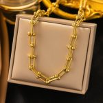 Gold Plated Anti Tarnish Stainless Steel Rope Themed Contemporary Necklace (Thick Chain) - Image 6