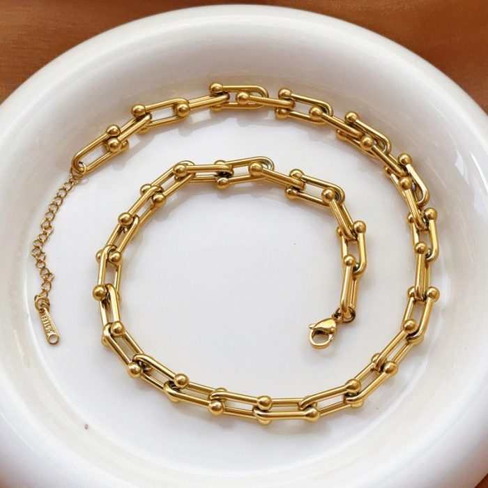 Gold Plated Anti Tarnish Stainless Steel Rope Themed Contemporary Necklace (Thick Chain) - Image 7