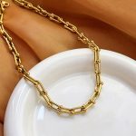 Gold Plated Anti Tarnish Stainless Steel Rope Themed Contemporary Necklace (Thick Chain)