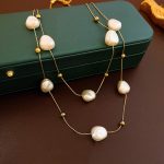 Gold Plated Anti Tarnish Stainless Steel Pearl Studded Layered Necklace - Image 9