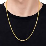 Gold Plated Anti Tarnish Rope Themed Thin Necklace Chain - Image 4