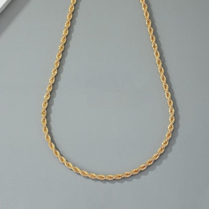 Gold Plated Anti Tarnish Rope Themed Thin Necklace Chain - Image 7