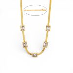 Gold Plated Stainless Steel Anti Tarnish Snake Chain White Emerald Studded Necklace - Image 8