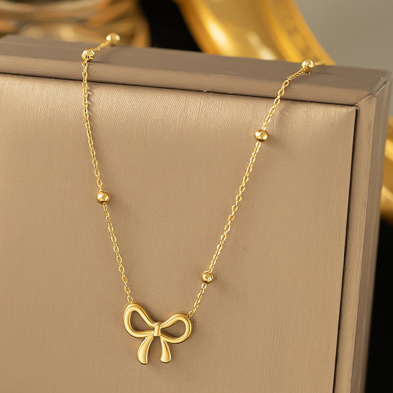 Gold-Plated Anti Tarnish Infinity Bow Pendant - Image 1
