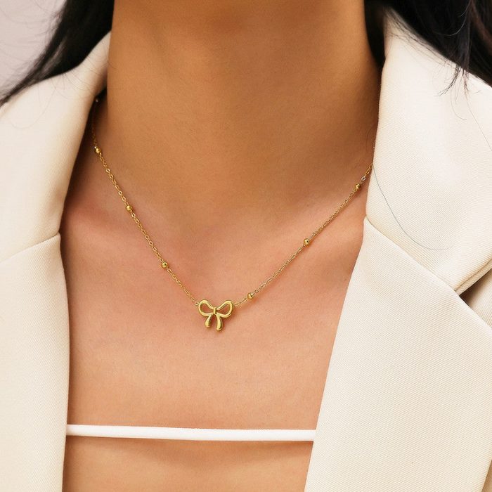 Gold-Plated Anti Tarnish Infinity Bow Pendant - Image 2